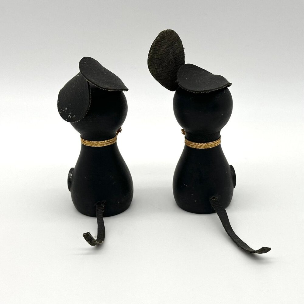 Vintage Black Mice Magnetic Shakers Japan Anthropomorphic Kitschy Wooden 1950s - Picture 3 of 9